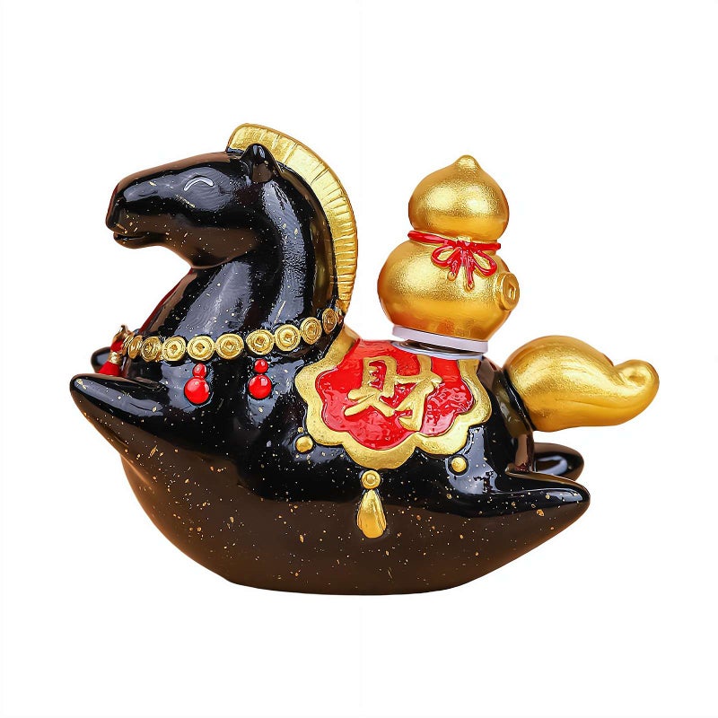 Feng Shui Horse Statue – Resin Wealth & Success Figurine with Gold Ingot, Red Chinese Horse Decor for Home Office 2026 Year of the Horses Gift - Image 1